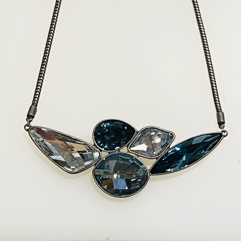 Touchstone Blue Gray Crystals Necklace